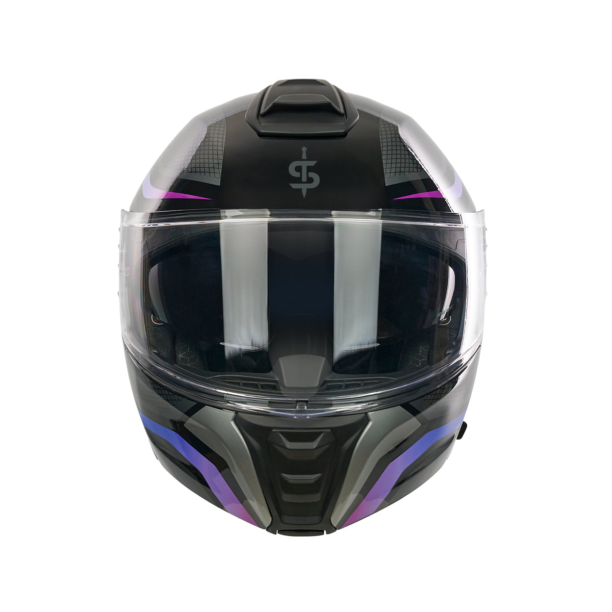 bluetooth motorcycle helmets black and purple Sirius Flow Green Flip Up Motorbike Helmet