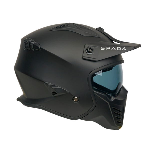 Black Spada helmet with visor on a white background