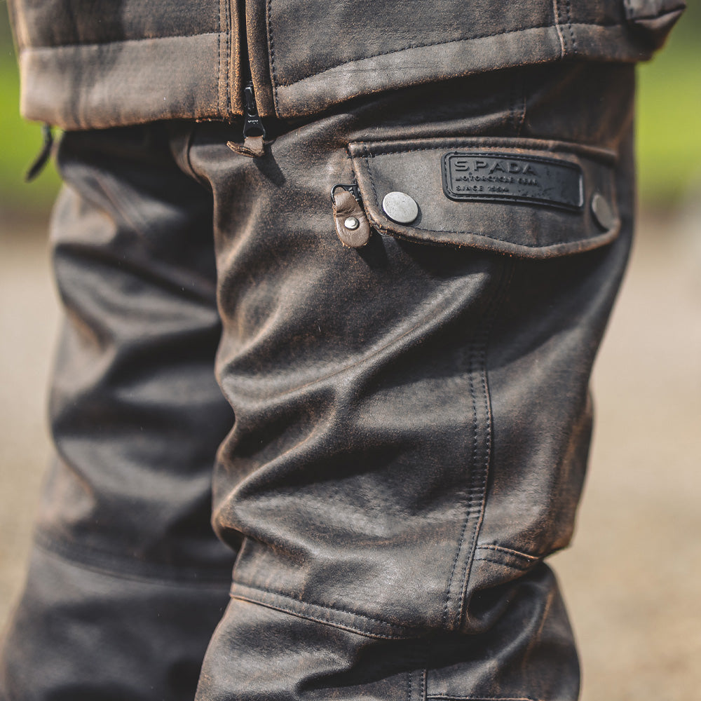closeup of buttoned pocket on trousers for men