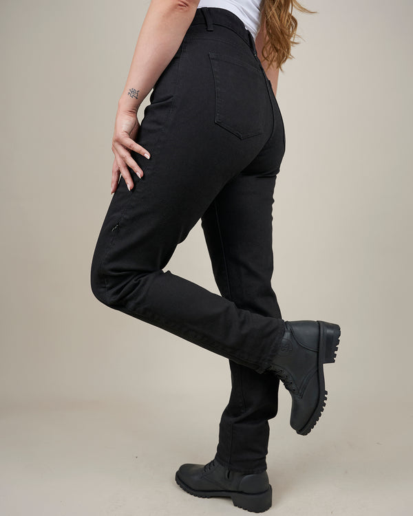 Drifter Ladies Solid Black Motorcycle Jeans