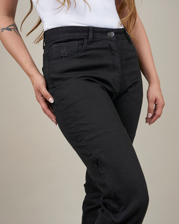 Drifter Ladies Solid Black Motorcycle Jeans