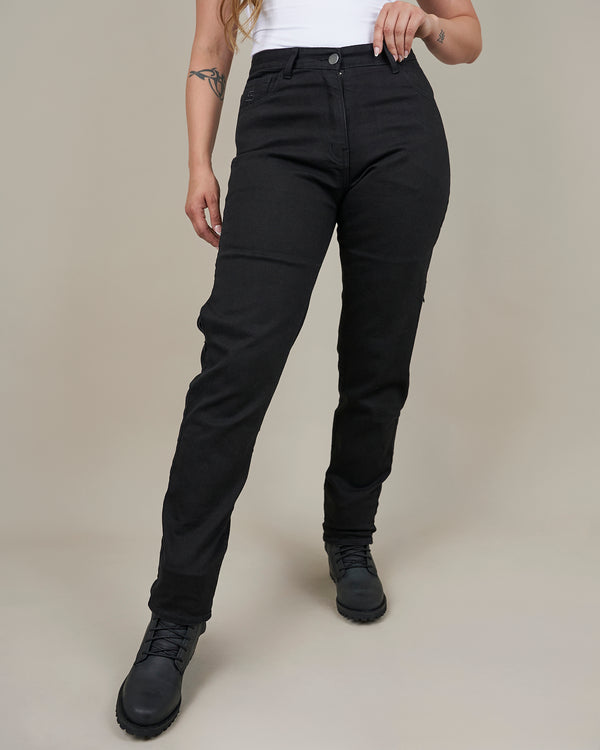 Drifter Ladies Solid Black Motorcycle Jeans