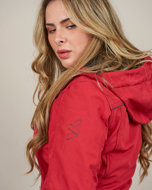 Hairpin 2.0 Ladies Red Bordeaux Zip Up Red Motorcycle Jacket