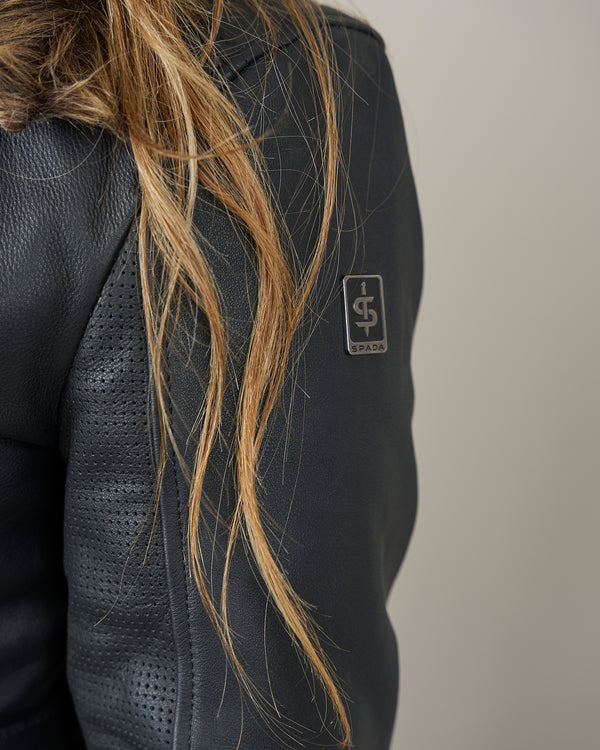 Lancer Ladies Black Leather Motorcycle Jacket