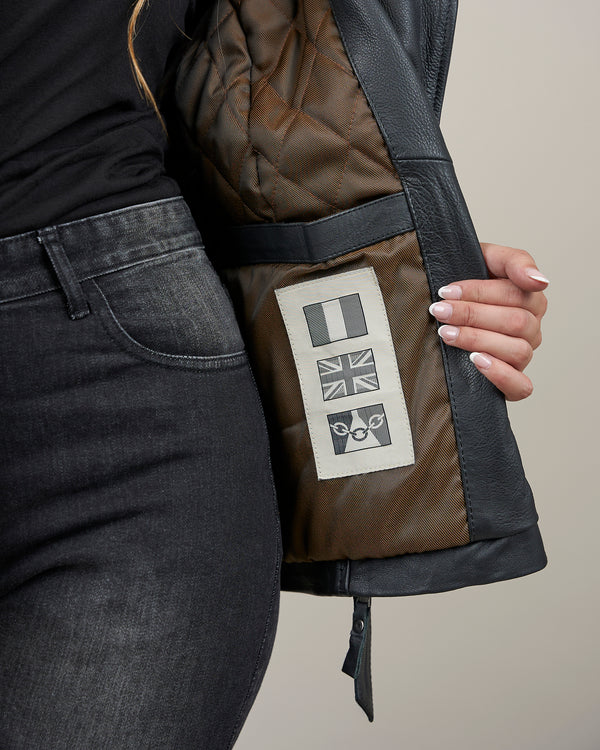 Lancer Ladies Black Leather Motorcycle Jacket