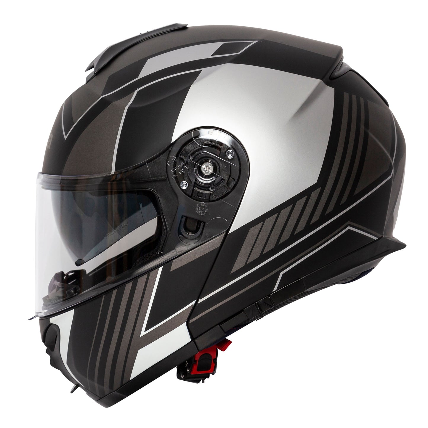 Orion Whip Matt Black & Silver Flip Up Motorcycle Helmet