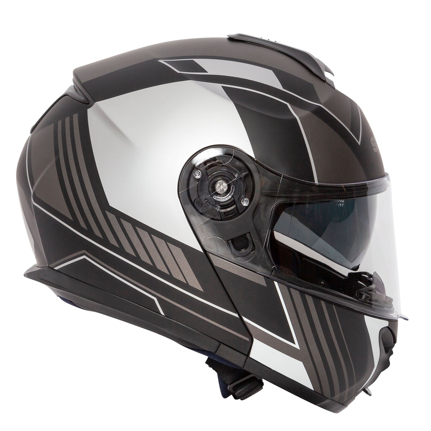 Orion Whip Matt Black & Silver Flip Up Motorcycle Helmet