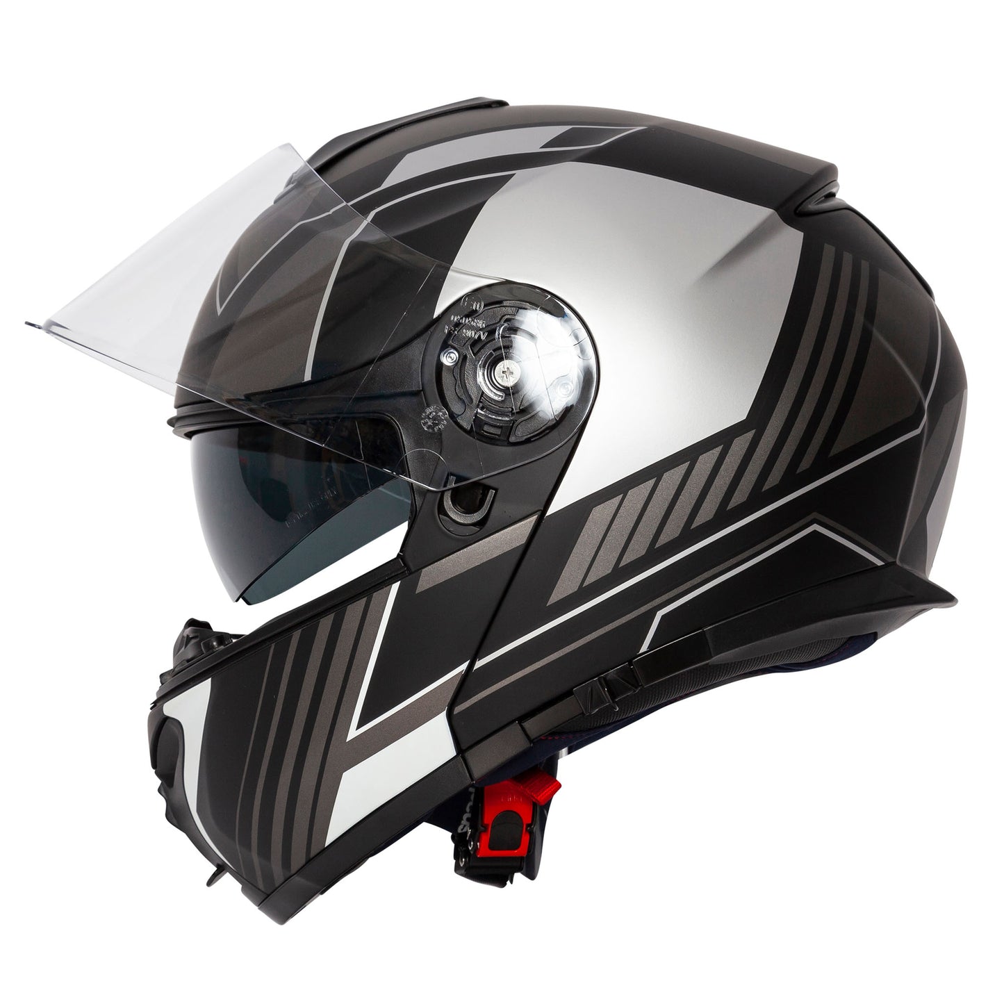 Orion Whip Matt Black & Silver Flip Up Motorcycle Helmet