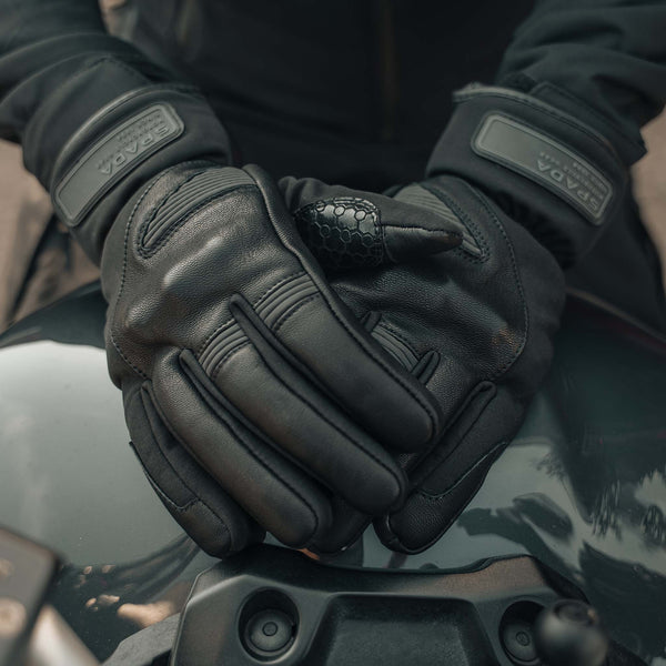 Oslo Rev.2 Leather Waterproof Black Motorcycle Gloves