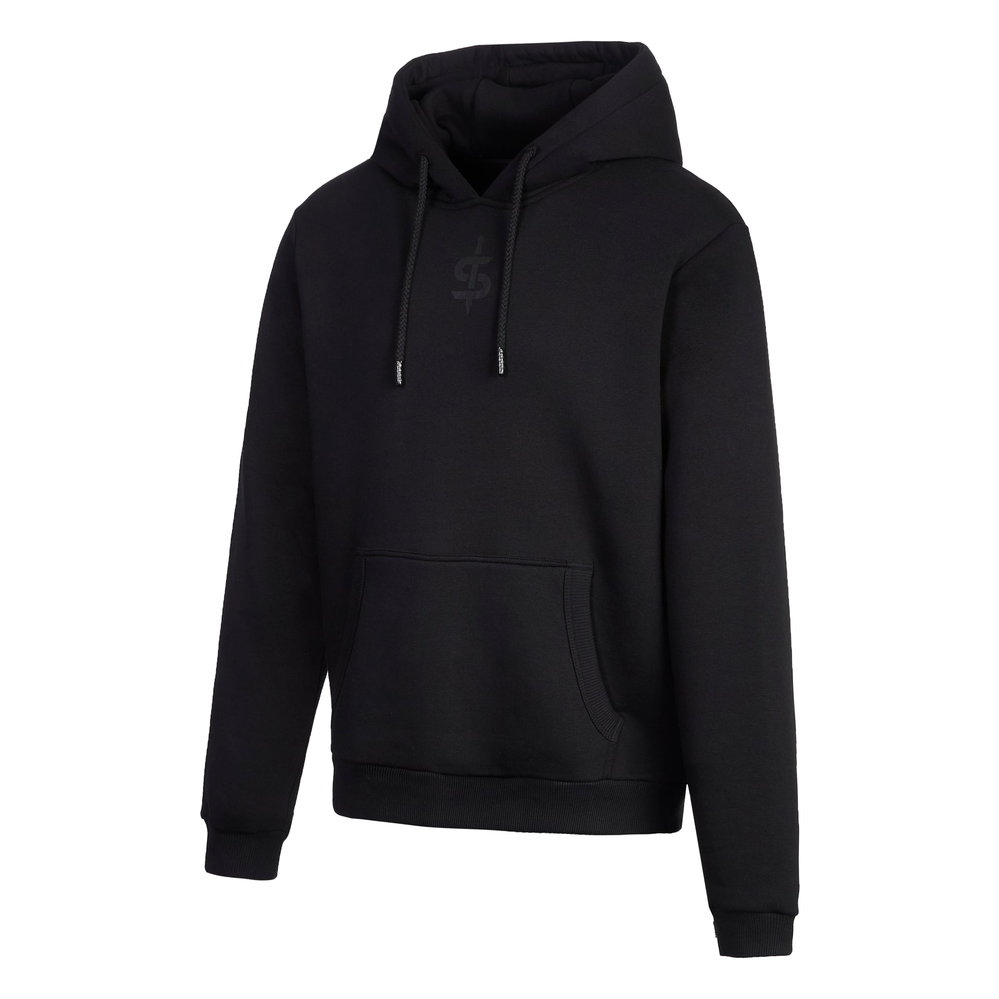side view of warm black spada hoodie