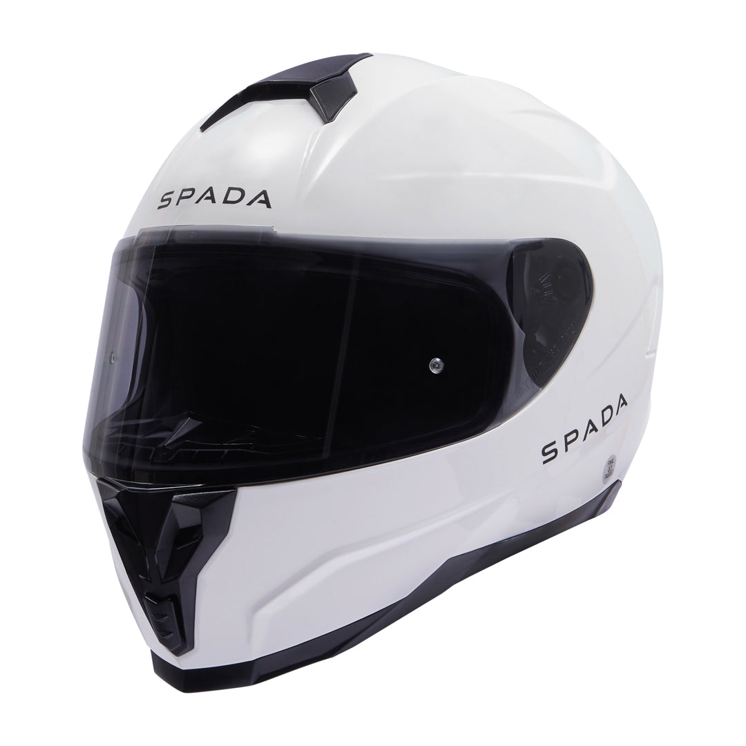white raiden 2 spada motorbike helmet with light smoke visor attached
