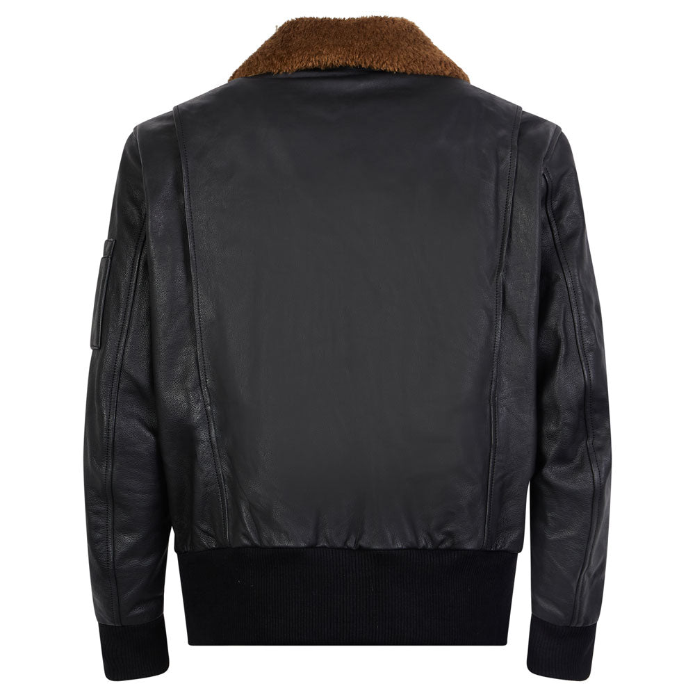 Rear view of Turbine leather biker jacket for men – clean black finish and heritage cut for motorcycle riding