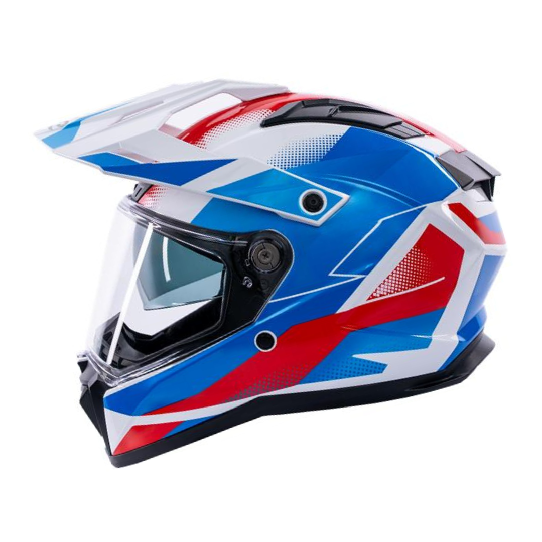 Trailhawk Raptor Red, Blue & White Adventure Motorbike Helmet