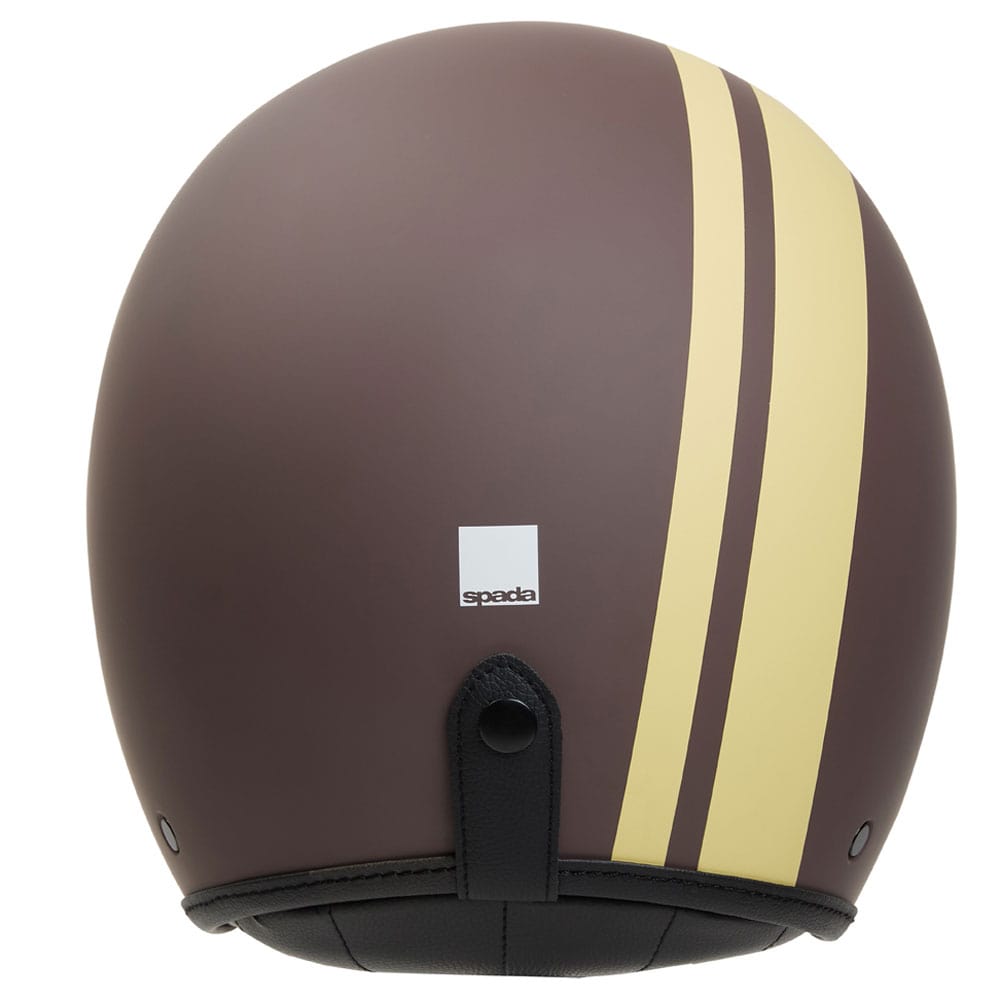 back of matt brown open face motorbike helmet