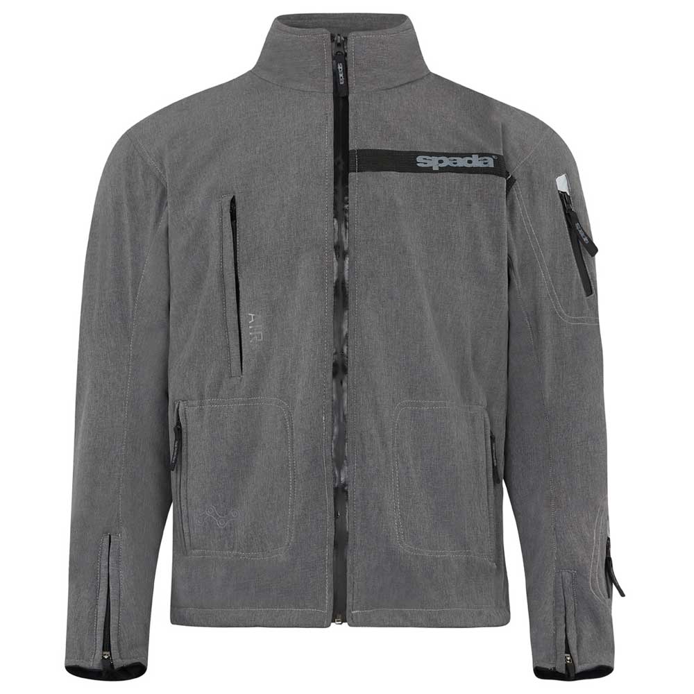 front view of grey motorbike jacket for men