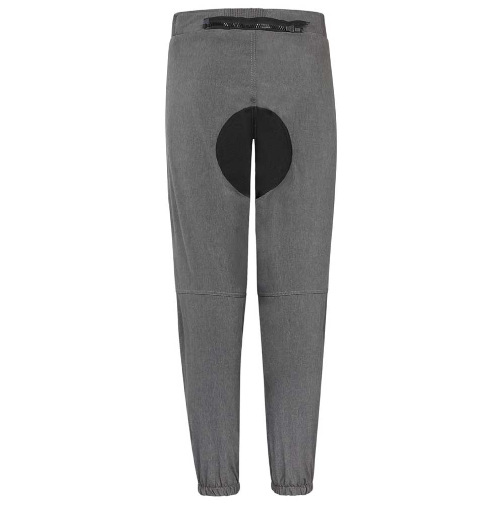 back of grey motorbike trousers with black details