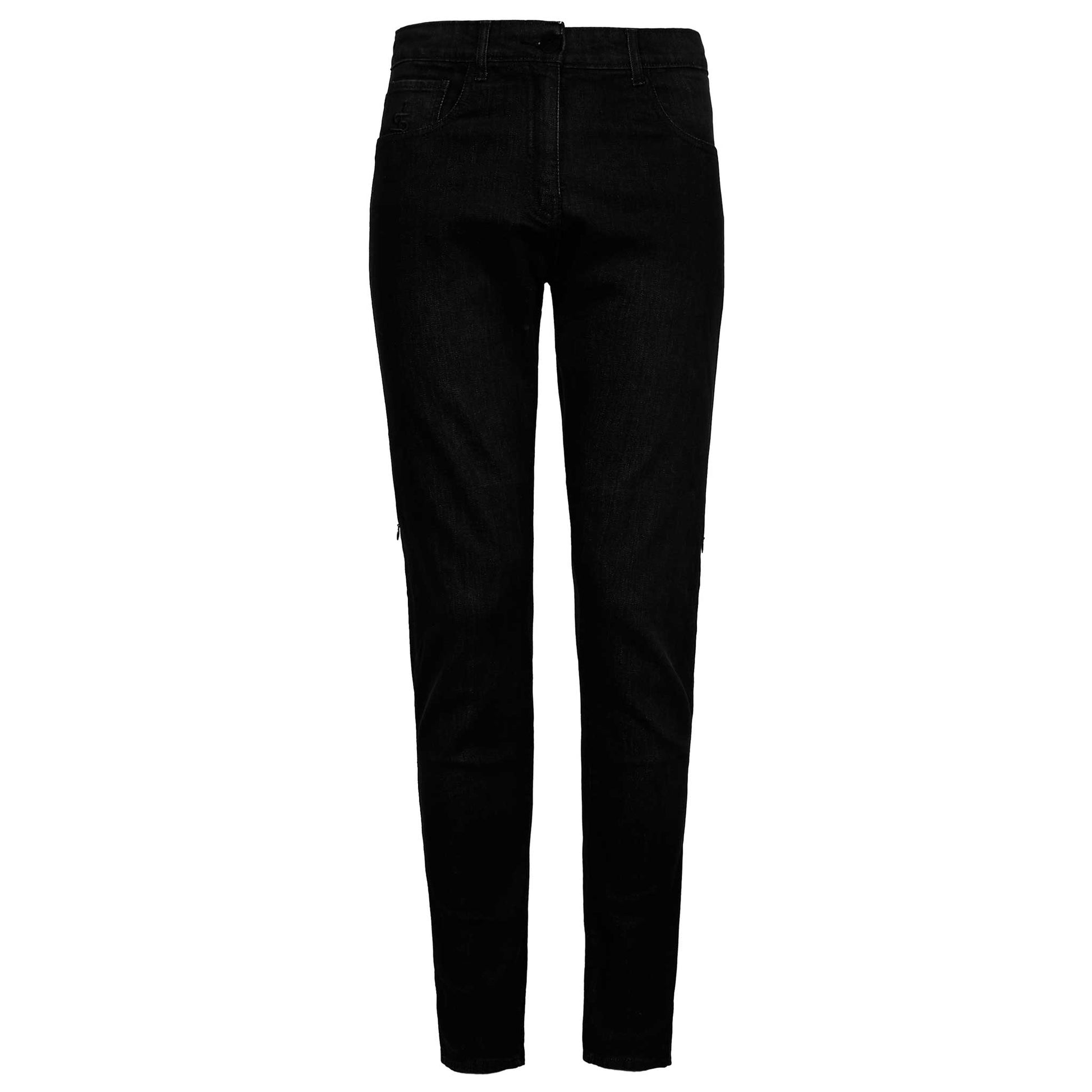 Front view of Drifters black ladies motorcycle jeans – CE armoured womens motorcycle jeans in slim straight fit