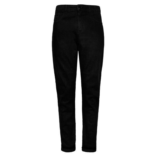 Front view of Drifters black motorcycle jeans for men – CE armoured slim straight-leg motorcycle trousers