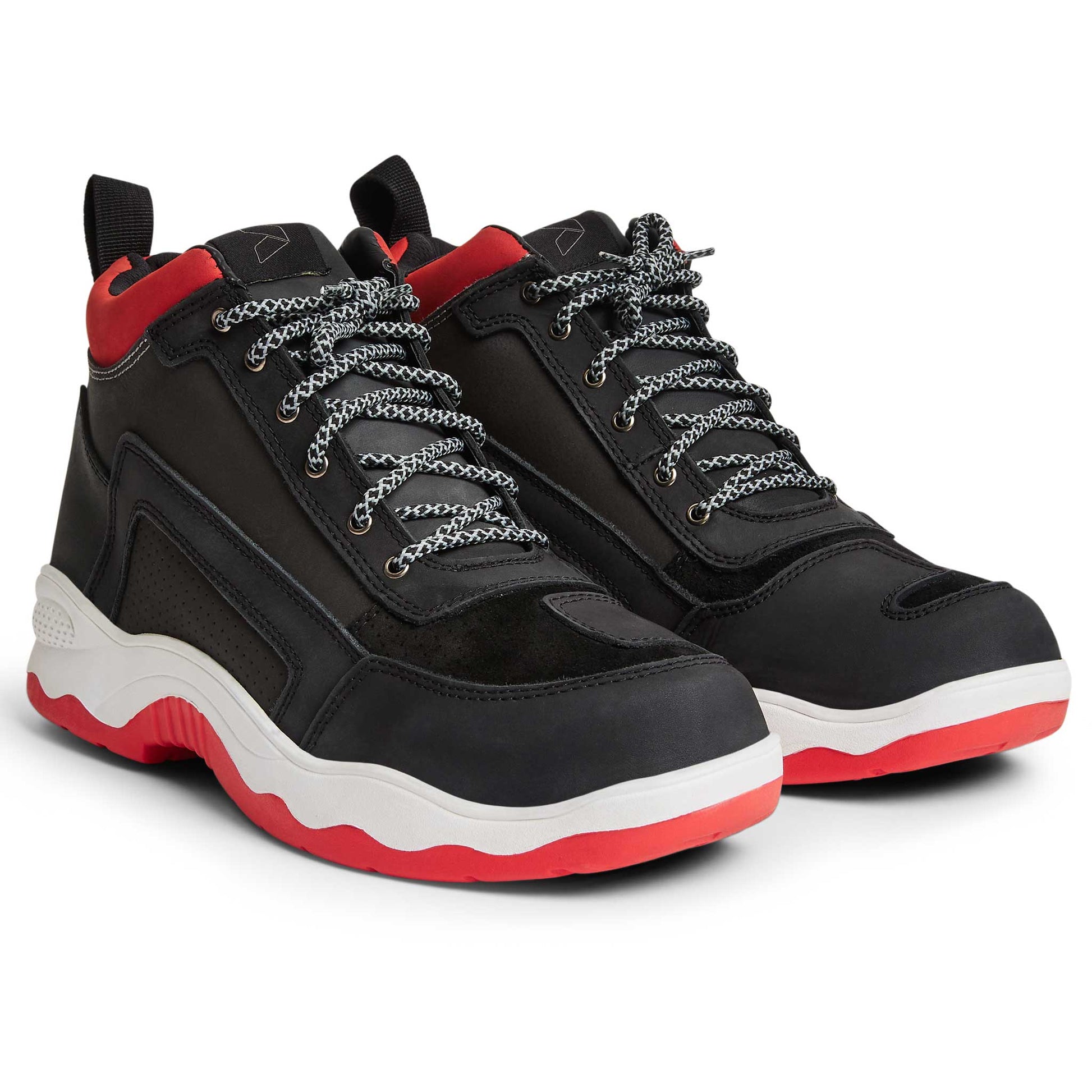 pair of black and red motorcycle trainers