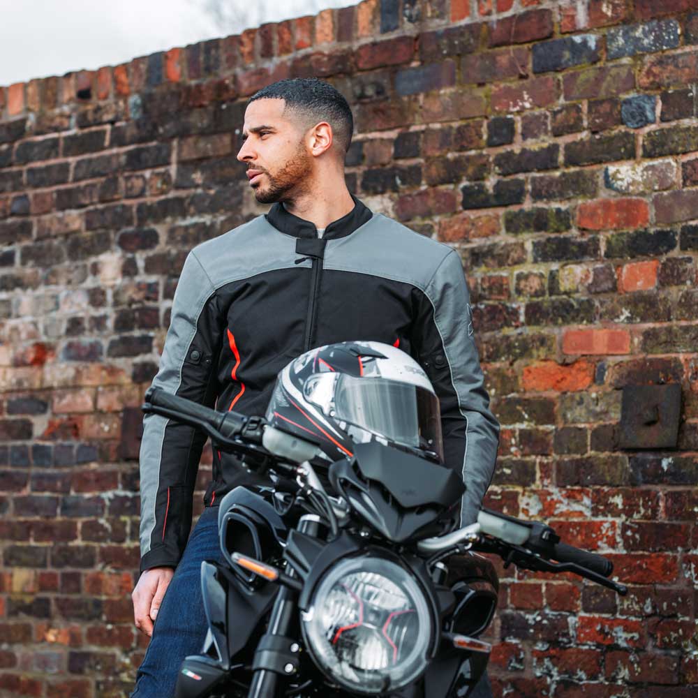 Pace Black Grey & Red Zip Up Motorcycle Jacket