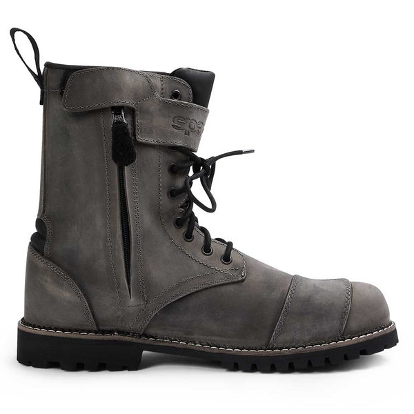 wax leather treated motorcycle boots for men and women with zipper opening