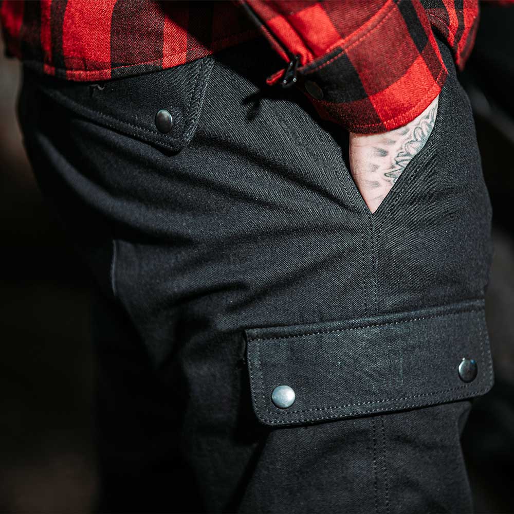 closeup of pockets on mens trousers