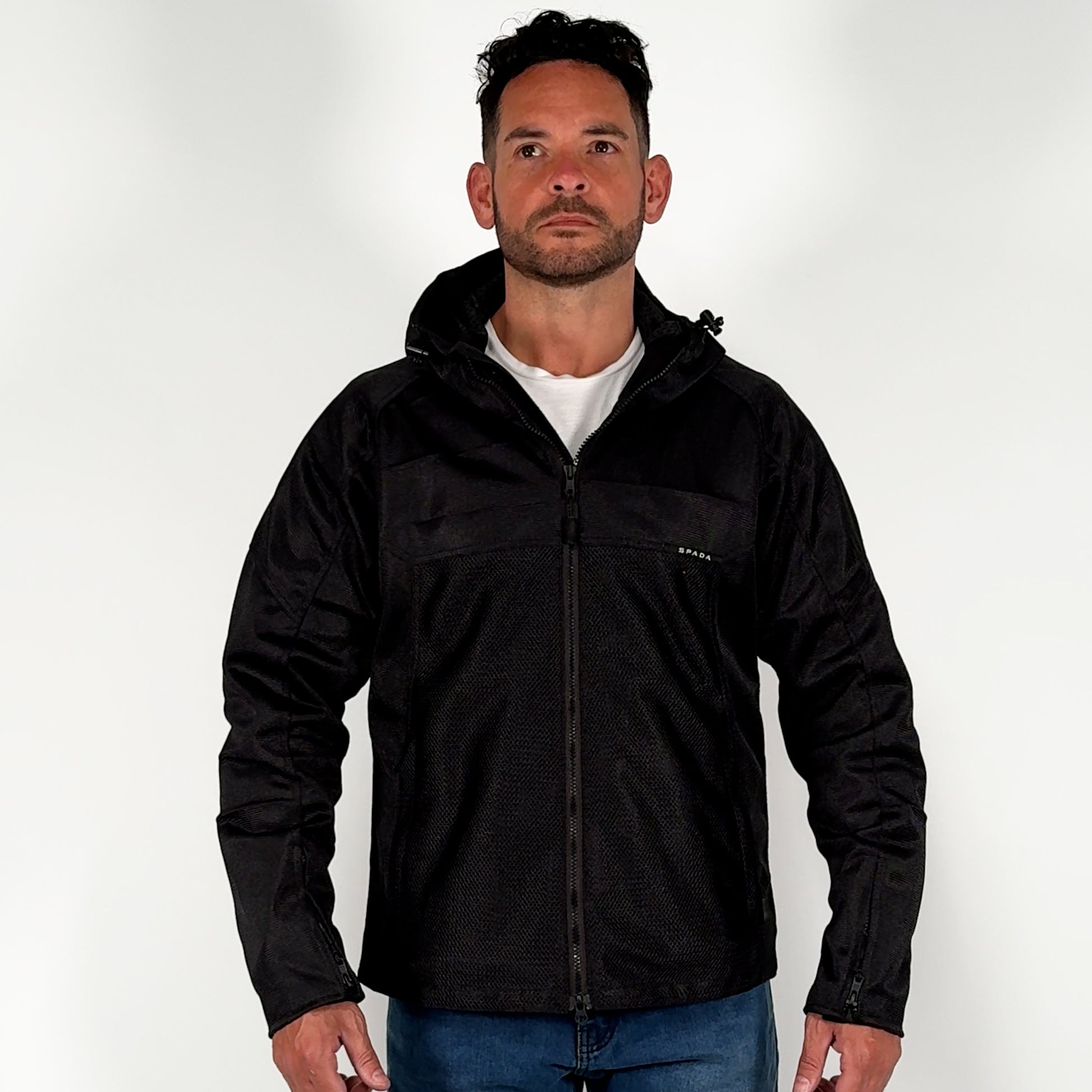 360 spin video of man wearing spada hooded air ventilated mesh jacket for riding
