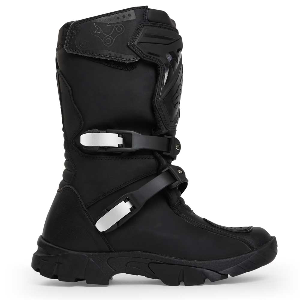 side of black waterproof motorcycle boots for men