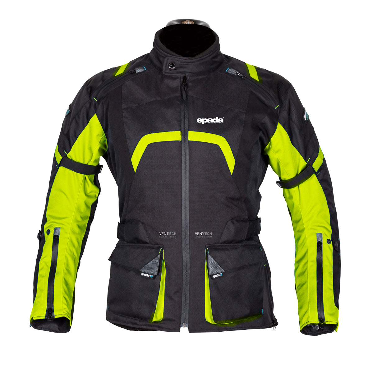 Base Black & Flourescent Textile Motorcycle Jacket - S