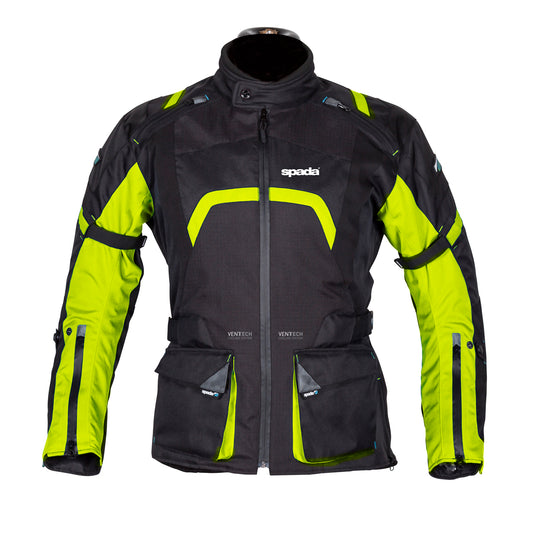 Base Black & Flourescent Textile Motorcycle Jacket - S