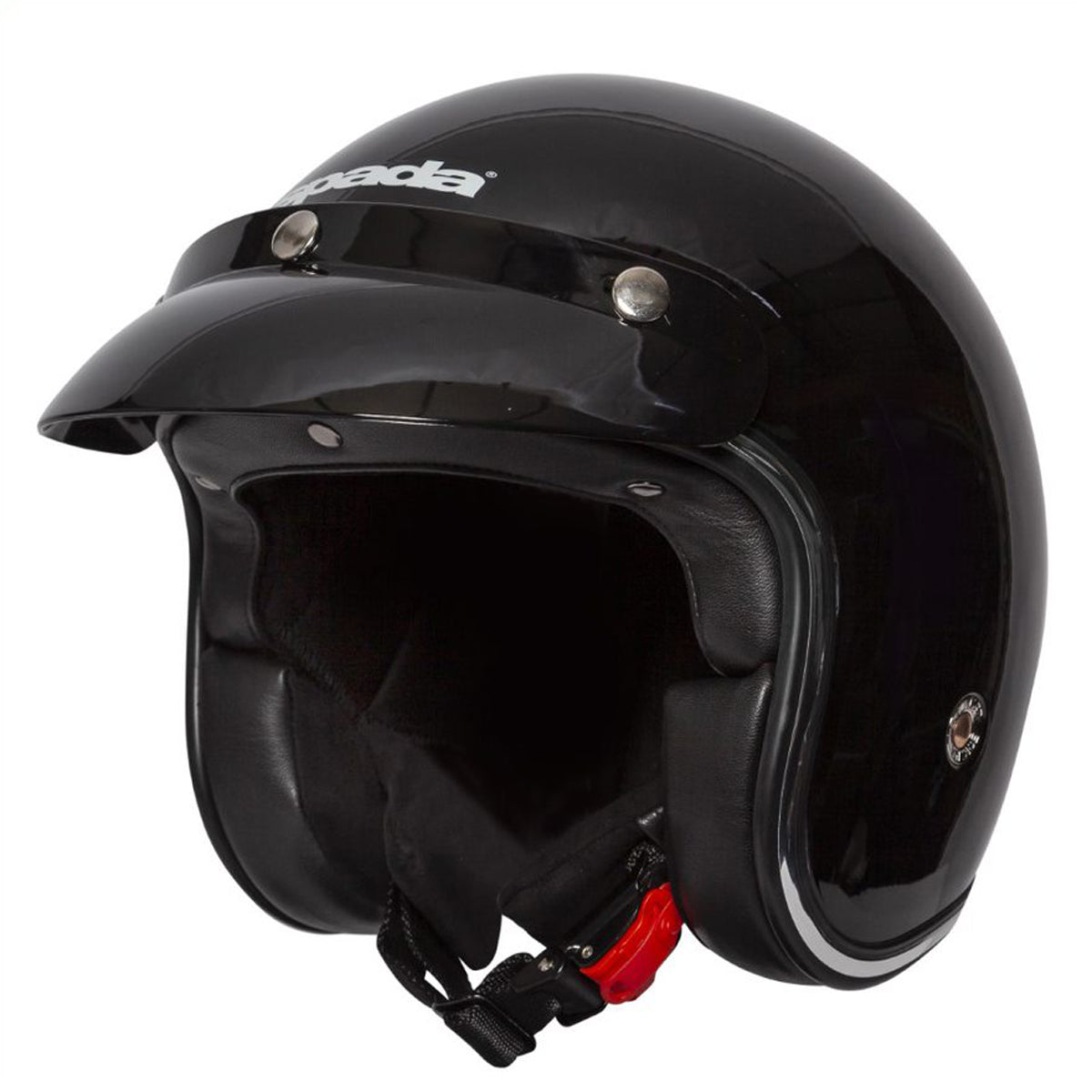 Classic Plain Gloss Black Open Face Motorcycle Helmet