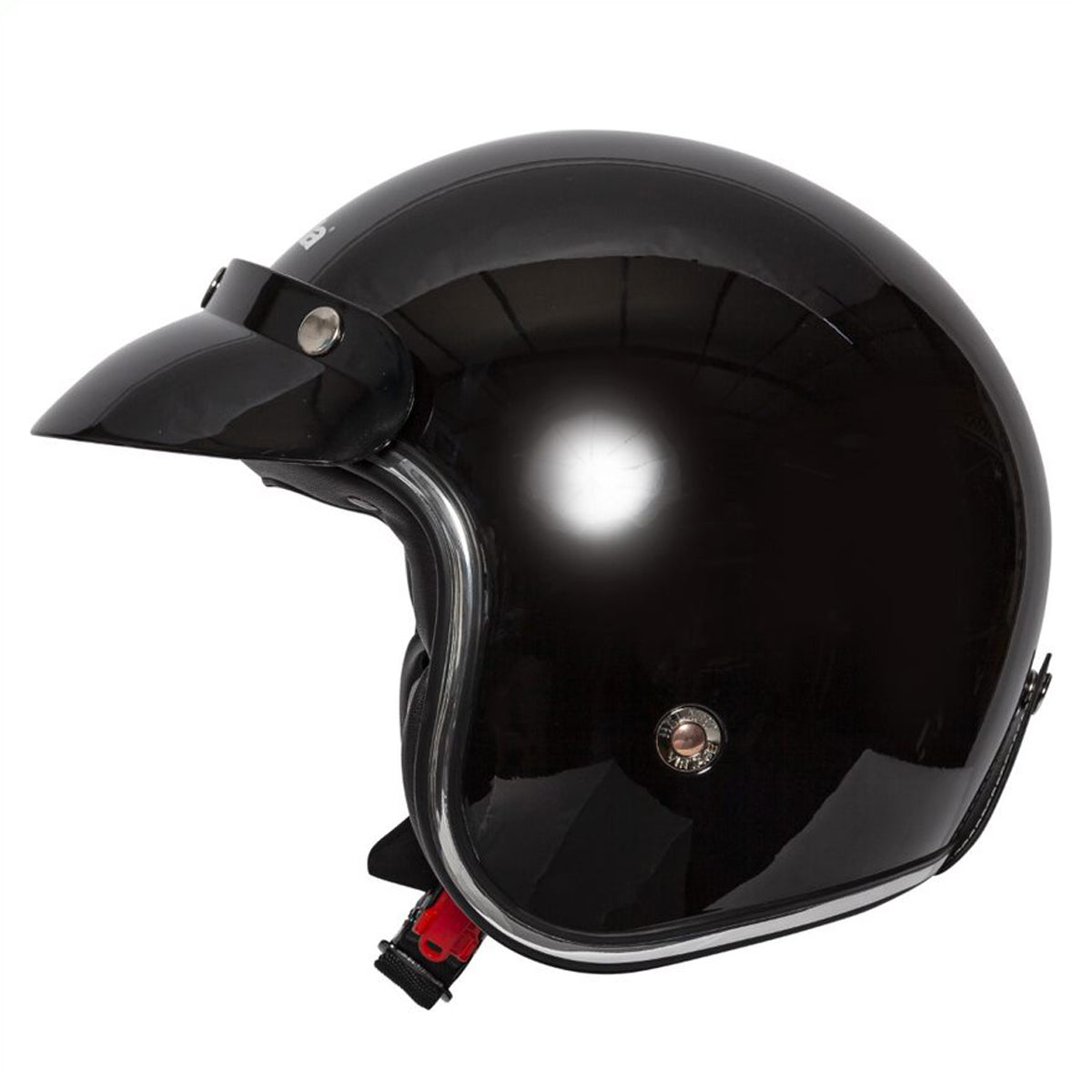 Classic Plain Gloss Black Open Face Motorcycle Helmet