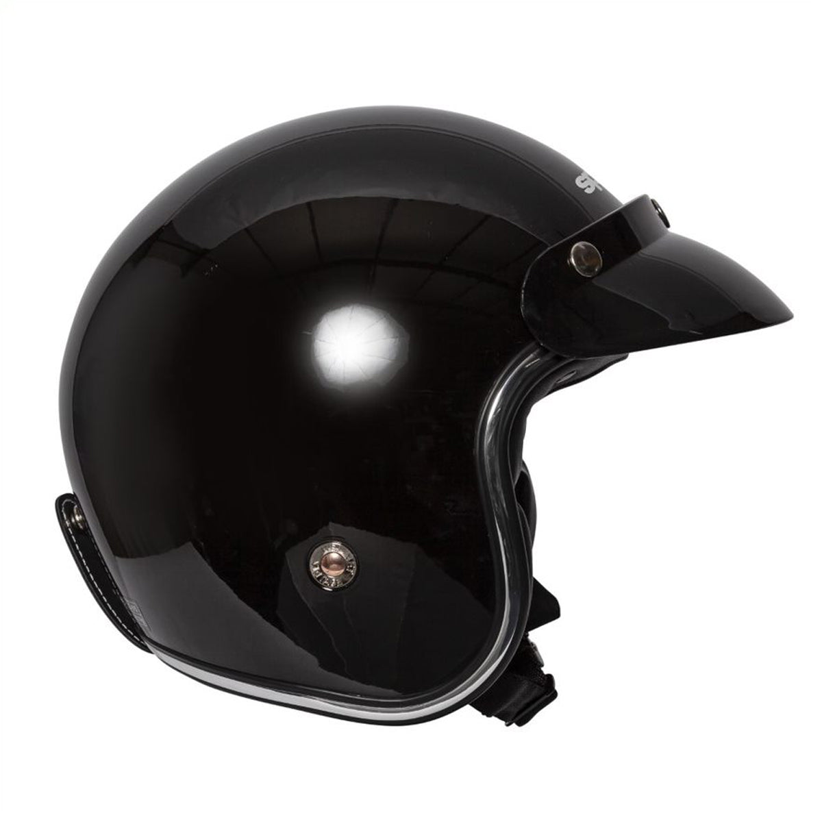 Classic Plain Gloss Black Open Face Motorcycle Helmet