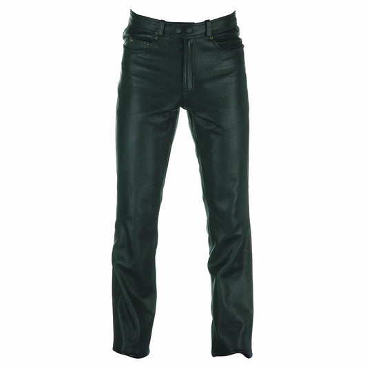 Western Black Leather Motorcycle Trousers