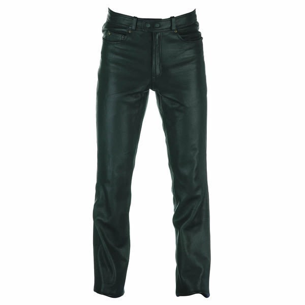 Western Black Leather Motorcycle Trousers