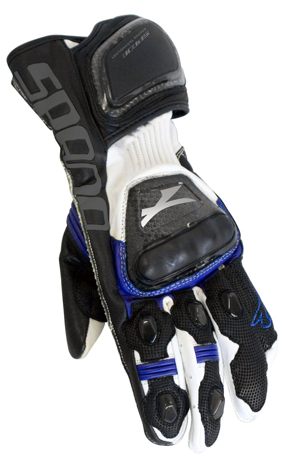 Elite Black & Blue Leather Motorcycle Gloves