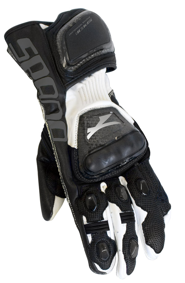 Elite White Leather Motorcycle Gloves