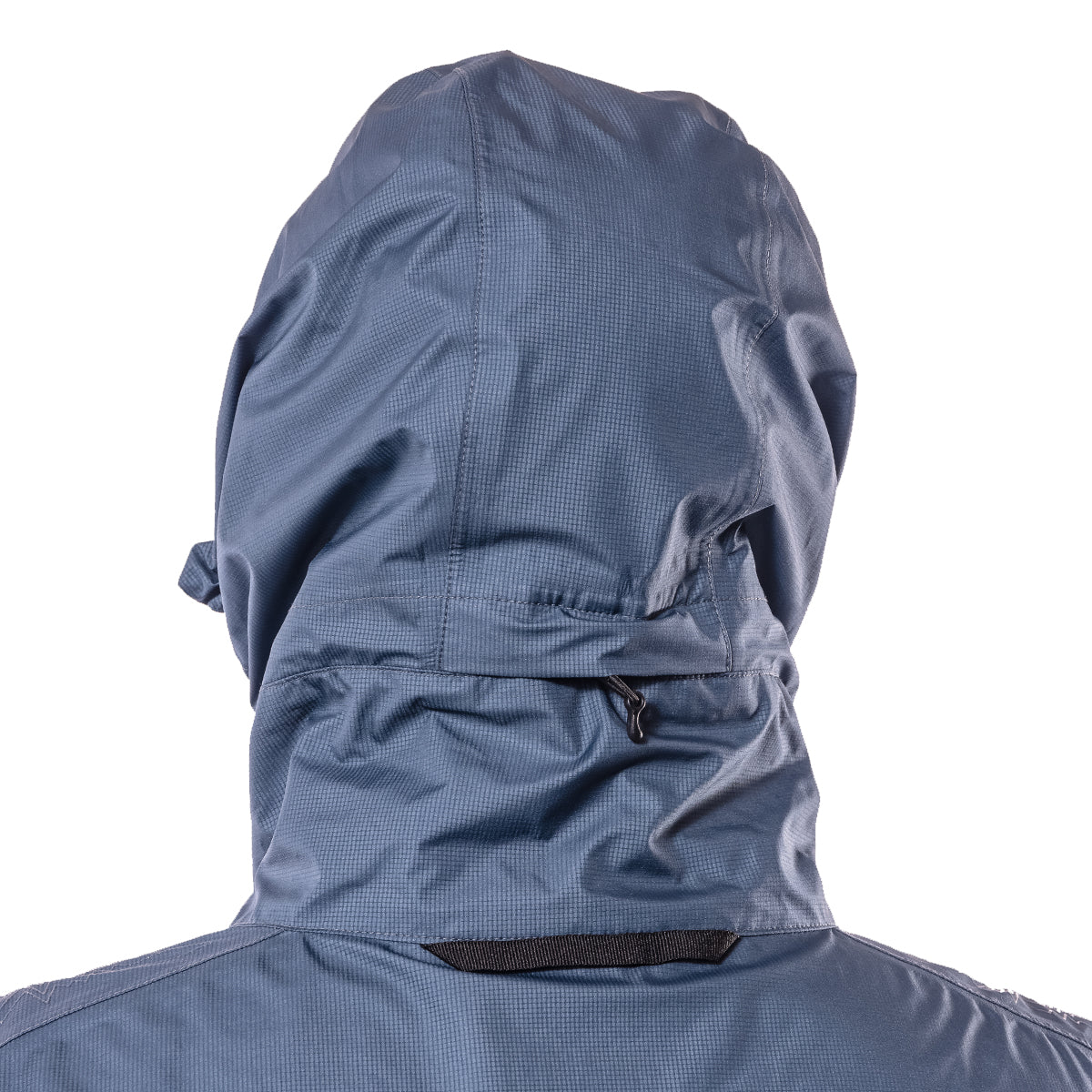 closeup of back of hood on hooded jacket