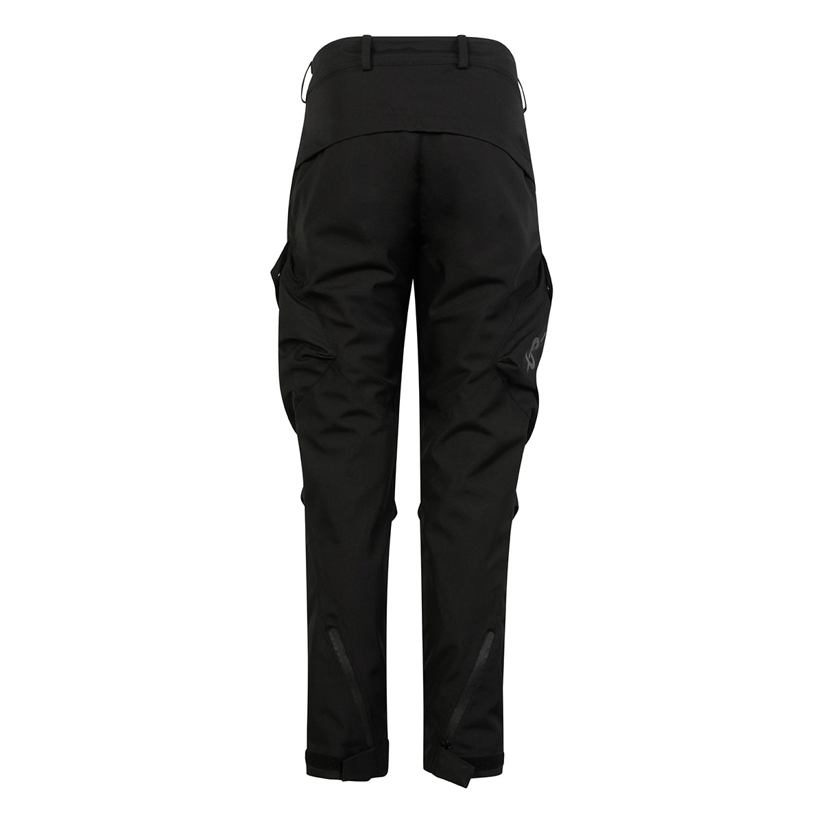 back of a pair of black waterproof motorcycle trousers for men