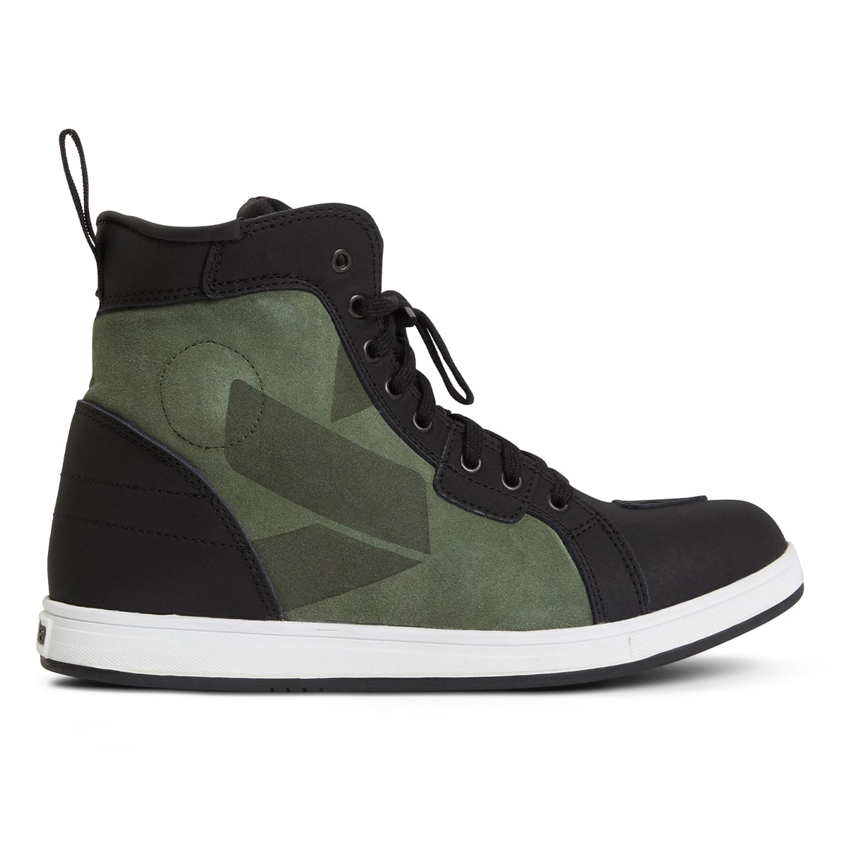 side view of suede strider pro motorbike high top trainers