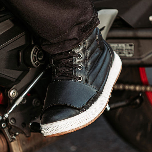 black high top motorcycle trainers for bikers