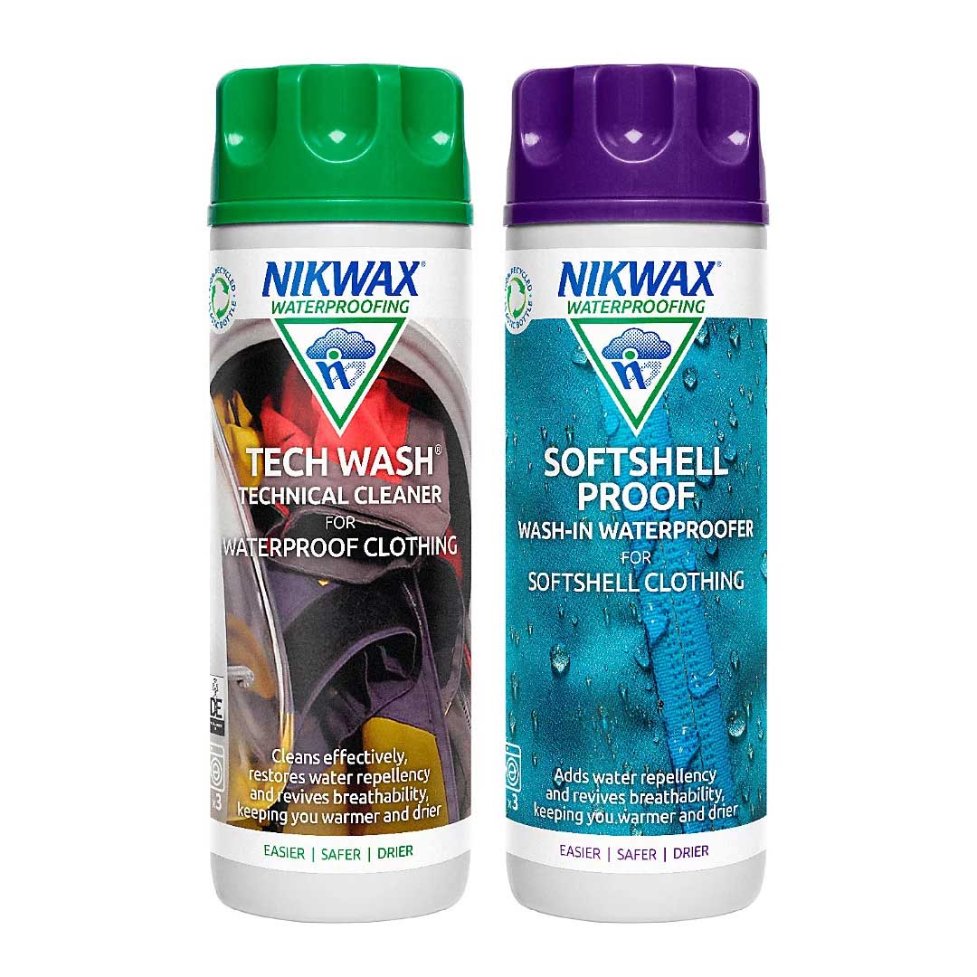 Nikwax Tech Wash & Softshell Proof Wash-In 300ml Twin Pack