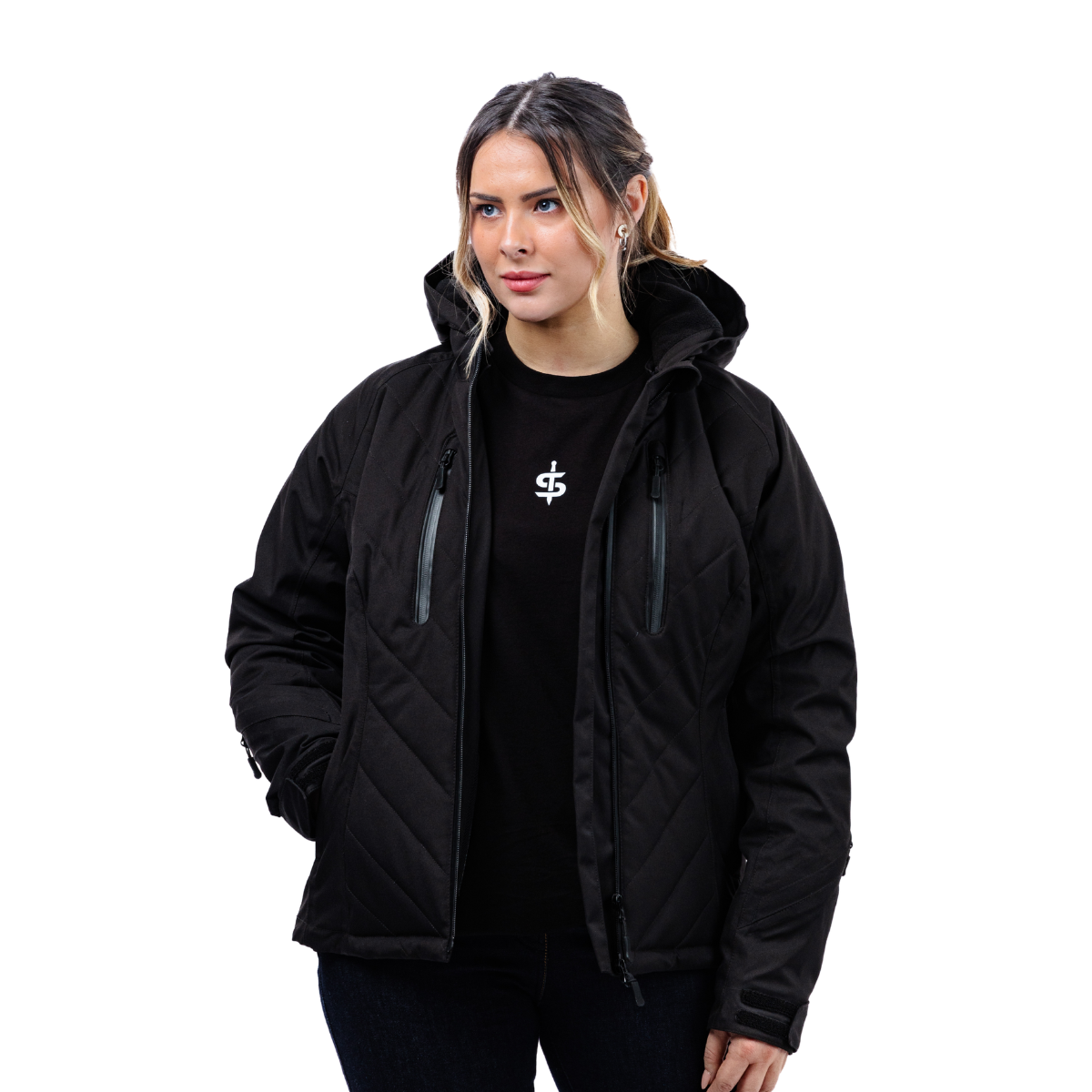 Bella Black Quilted Ladies Motorcycle Jacket