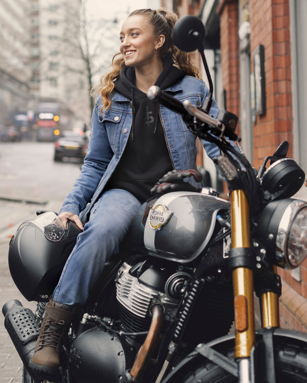 Tura Trucker Washed Blue Ladies Motorcycle Denim Jacket - Grace Webb Edit