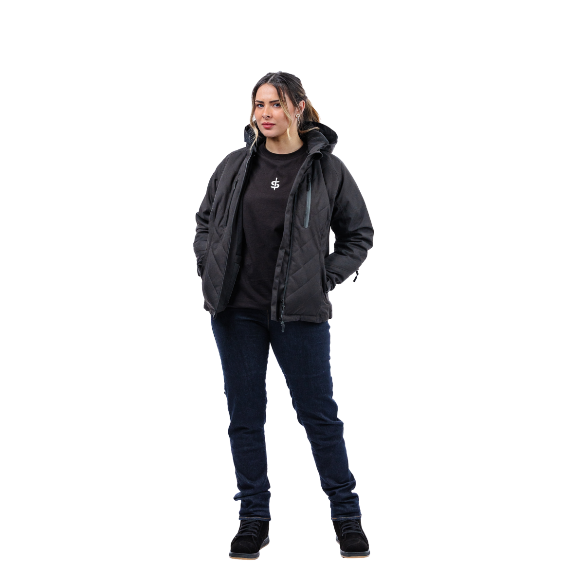 Bella Black Quilted Ladies Motorcycle Jacket