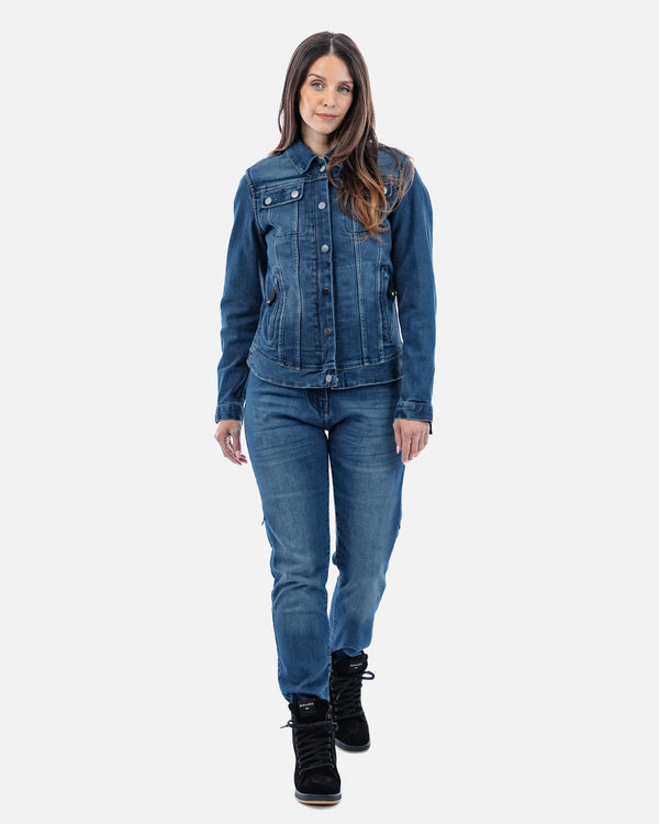 Tura Trucker Washed Blue Ladies Motorcycle Denim Jacket