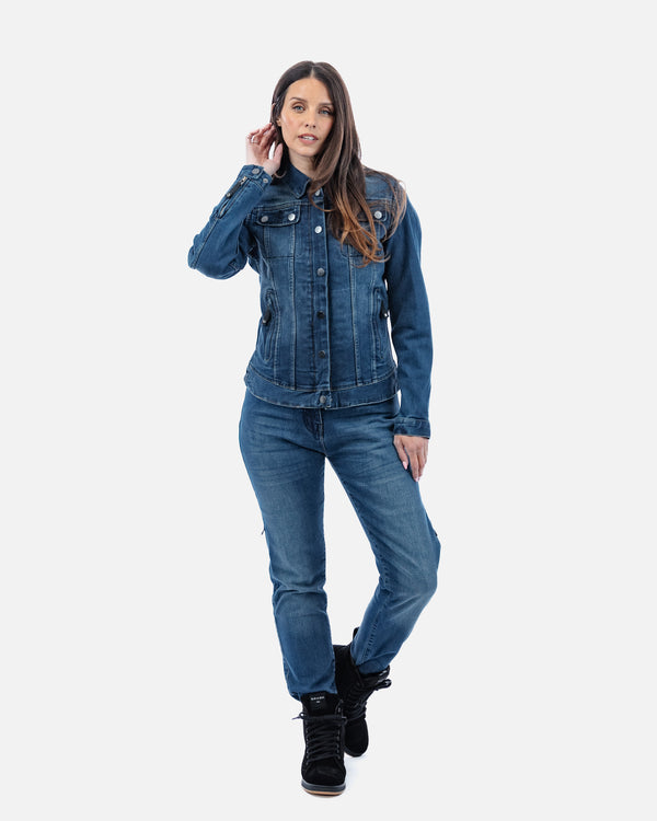 Tura Trucker Washed Blue Ladies Motorcycle Denim Jacket