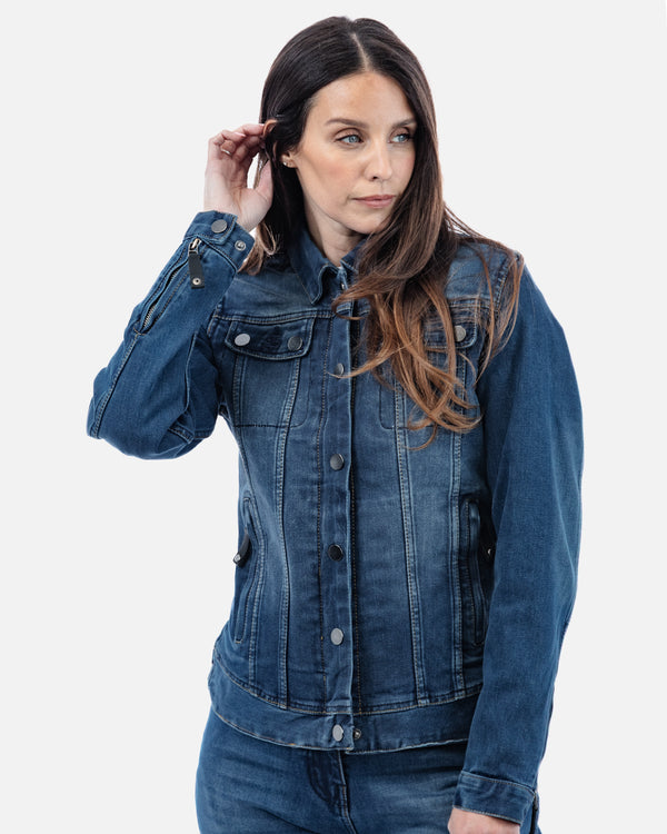 Tura Trucker Washed Blue Ladies Motorcycle Denim Jacket