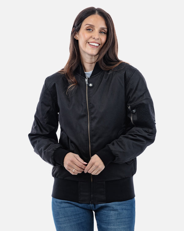 Airforce MA1 Black Motorcycle Bomber Jacket