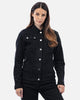 Tura Trucker Solid Black Ladies Motorcycle Denim Jacket